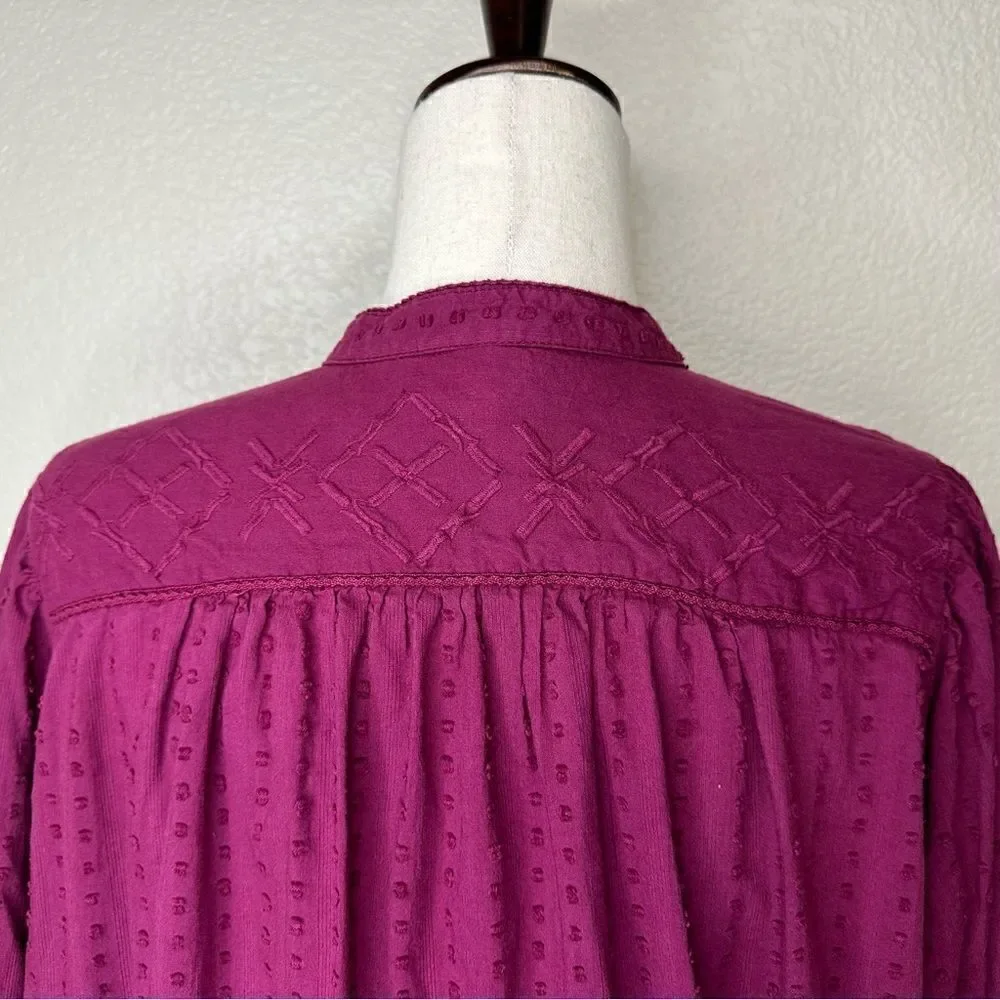 Anthropologie Pilcro Tavi Boho Embroidered Button Down Top